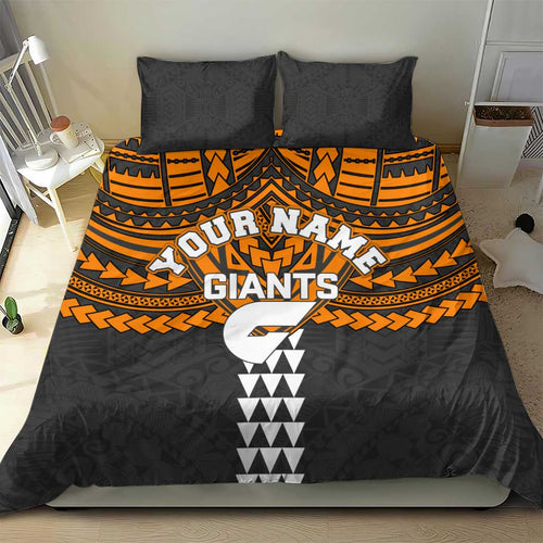 Personalized GWS Giants Bedding Set Polynesian Tribal Pattern Heritage Football