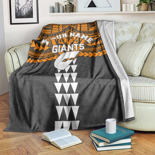 Personalized GWS Giants Blanket Polynesian Tribal Pattern Heritage Football