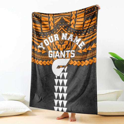 Personalized GWS Giants Blanket Polynesian Tribal Pattern Heritage Football