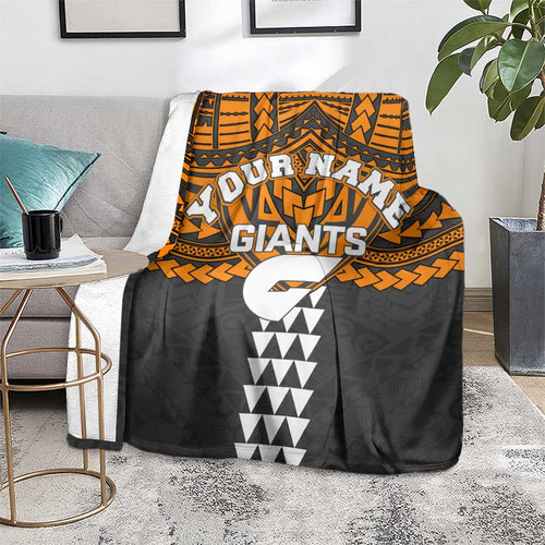 Personalized GWS Giants Blanket Polynesian Tribal Pattern Heritage Football