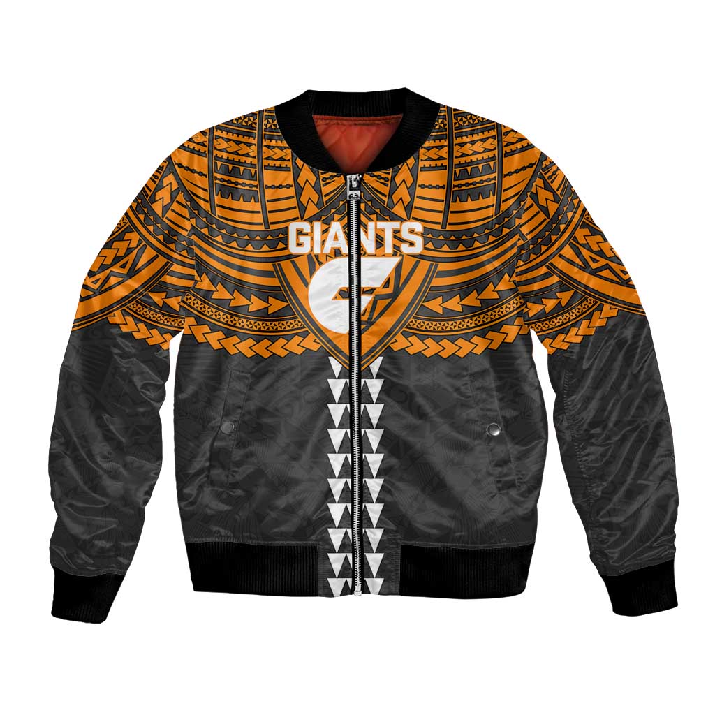 Personalized GWS Giants Bomber Jacket Polynesian Tribal Pattern Heritage Football