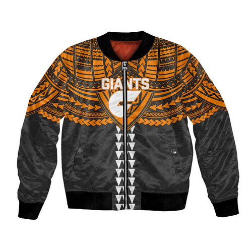 Personalized GWS Giants Bomber Jacket Polynesian Tribal Pattern Heritage Football