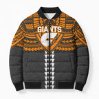 Personalized GWS Giants Bomber Puffer Jacket Polynesian Tribal Pattern Heritage Football