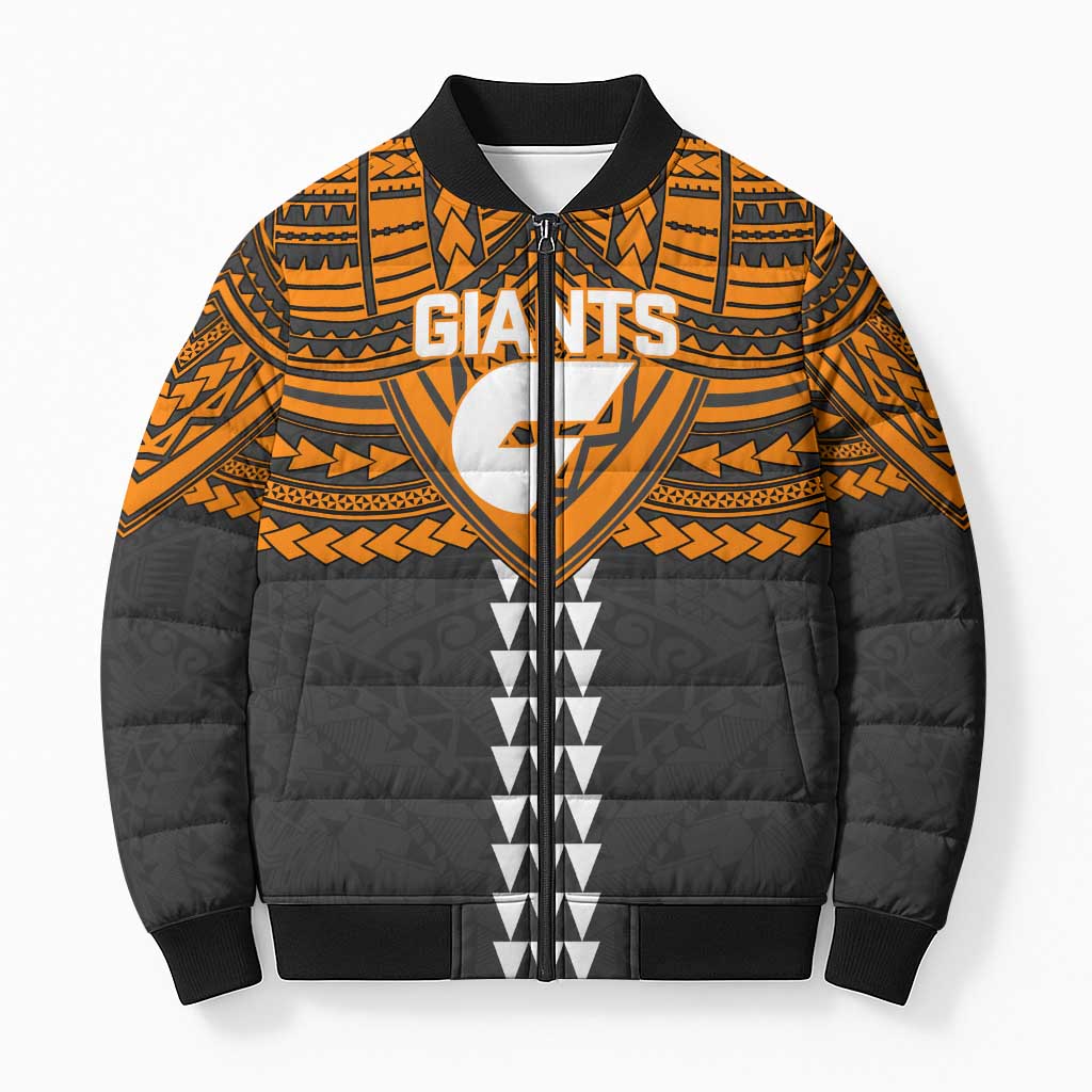 Personalized GWS Giants Bomber Puffer Jacket Polynesian Tribal Pattern Heritage Football