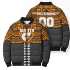 Personalized GWS Giants Bomber Puffer Jacket Polynesian Tribal Pattern Heritage Football