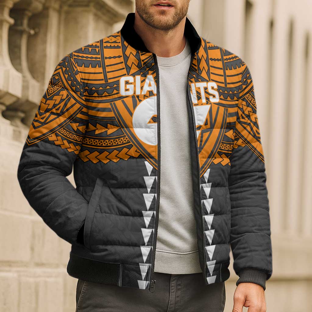 Personalized GWS Giants Bomber Puffer Jacket Polynesian Tribal Pattern Heritage Football