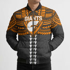 Personalized GWS Giants Bomber Puffer Jacket Polynesian Tribal Pattern Heritage Football