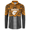Personalized GWS Giants Button Sweatshirt Polynesian Tribal Pattern Heritage Football