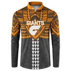 Personalized GWS Giants Button Sweatshirt Polynesian Tribal Pattern Heritage Football