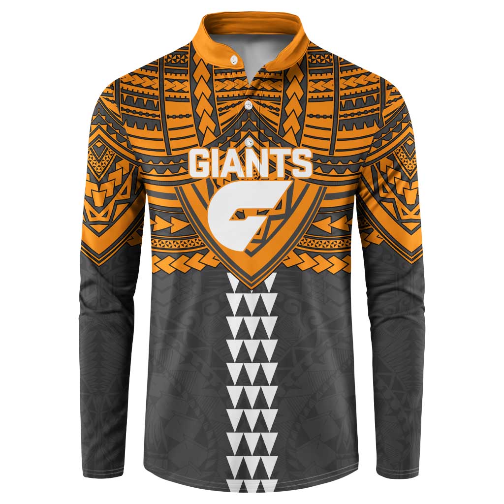 Personalized GWS Giants Button Sweatshirt Polynesian Tribal Pattern Heritage Football