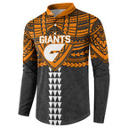 Personalized GWS Giants Button Sweatshirt Polynesian Tribal Pattern Heritage Football