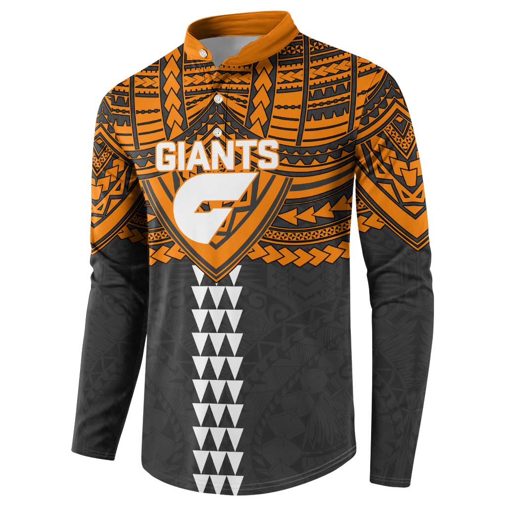 Personalized GWS Giants Button Sweatshirt Polynesian Tribal Pattern Heritage Football