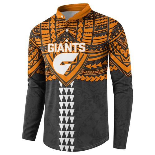 Personalized GWS Giants Button Sweatshirt Polynesian Tribal Pattern Heritage Football