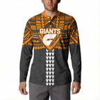 Personalized GWS Giants Button Sweatshirt Polynesian Tribal Pattern Heritage Football