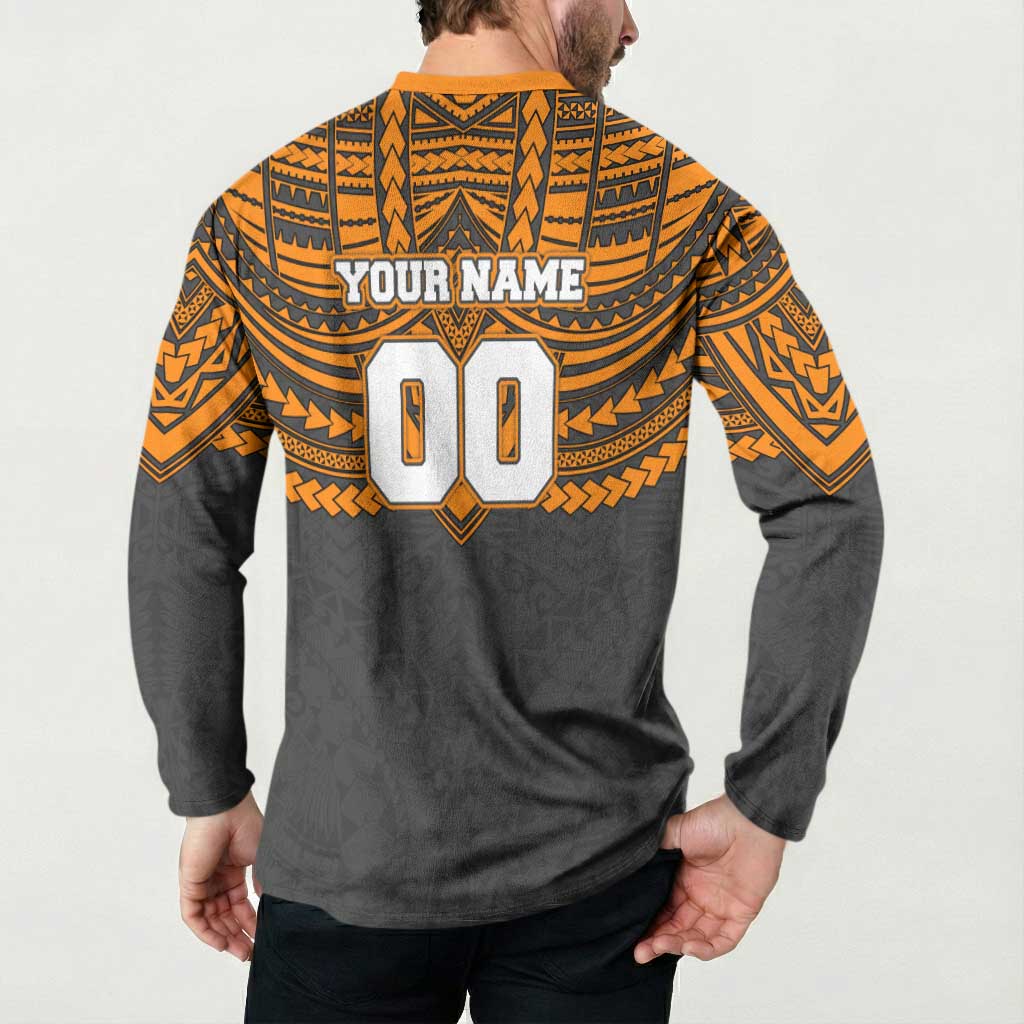 Personalized GWS Giants Button Sweatshirt Polynesian Tribal Pattern Heritage Football