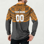 Personalized GWS Giants Button Sweatshirt Polynesian Tribal Pattern Heritage Football