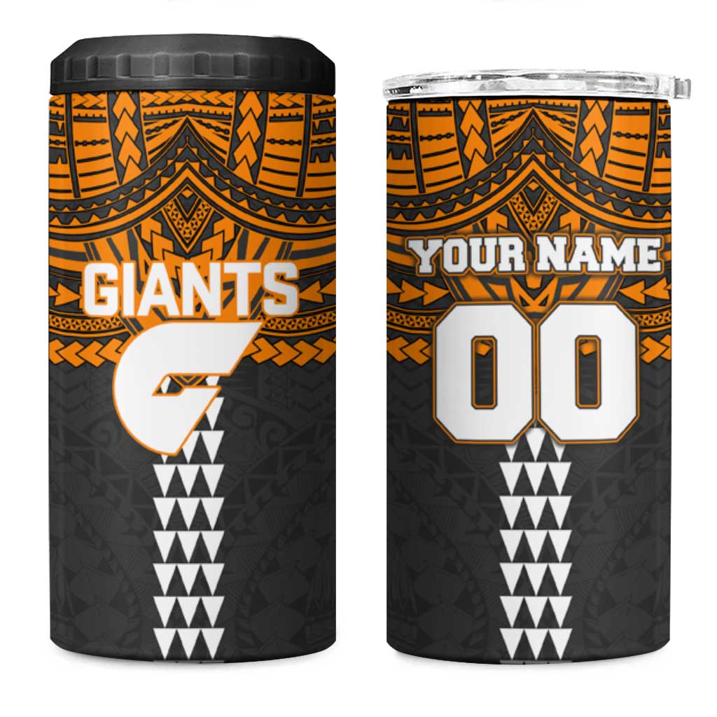 Personalized GWS Giants 4 in 1 Can Cooler Tumbler Polynesian Tribal Pattern Heritage Football