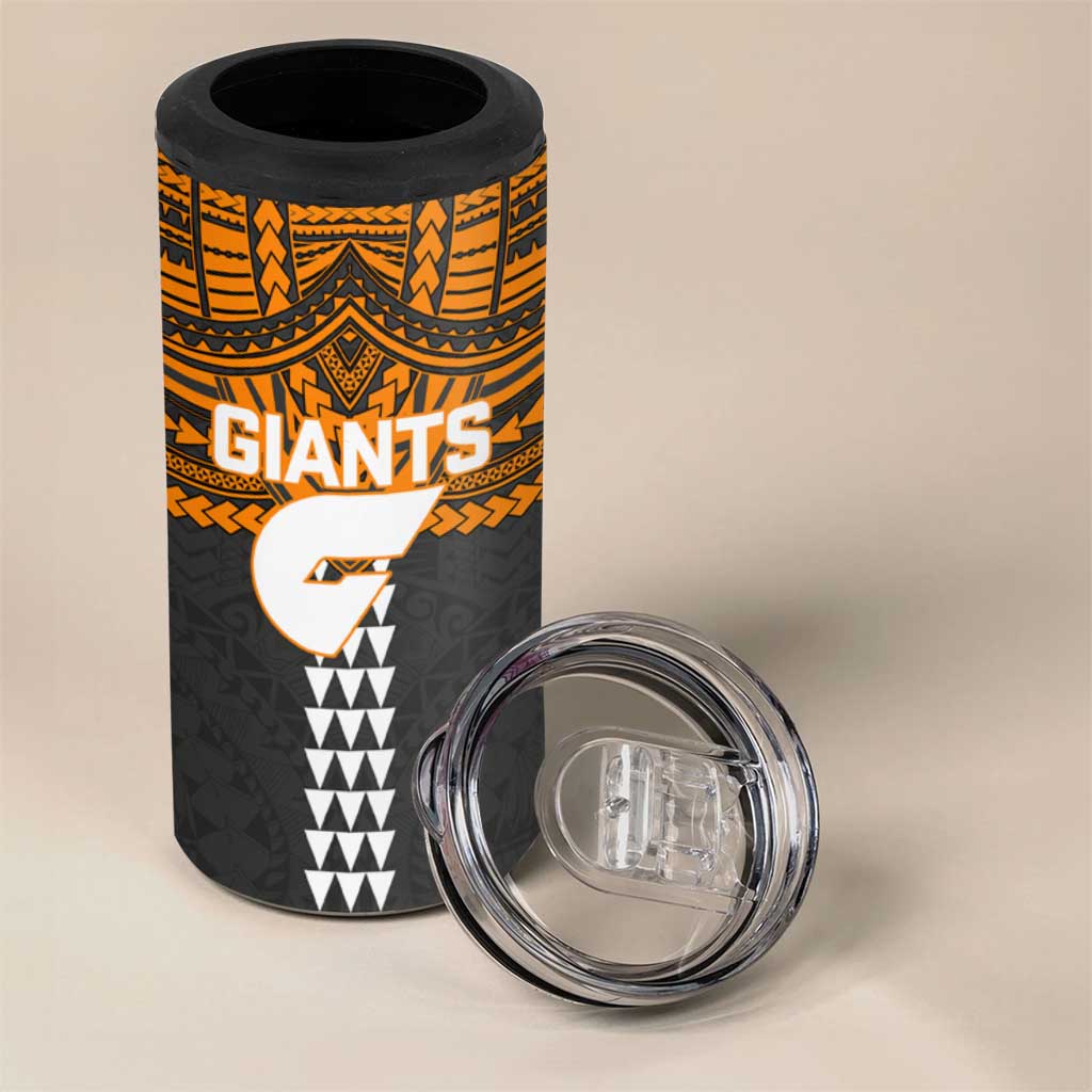 Personalized GWS Giants 4 in 1 Can Cooler Tumbler Polynesian Tribal Pattern Heritage Football
