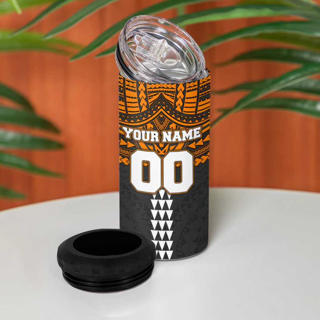 Personalized GWS Giants 4 in 1 Can Cooler Tumbler Polynesian Tribal Pattern Heritage Football