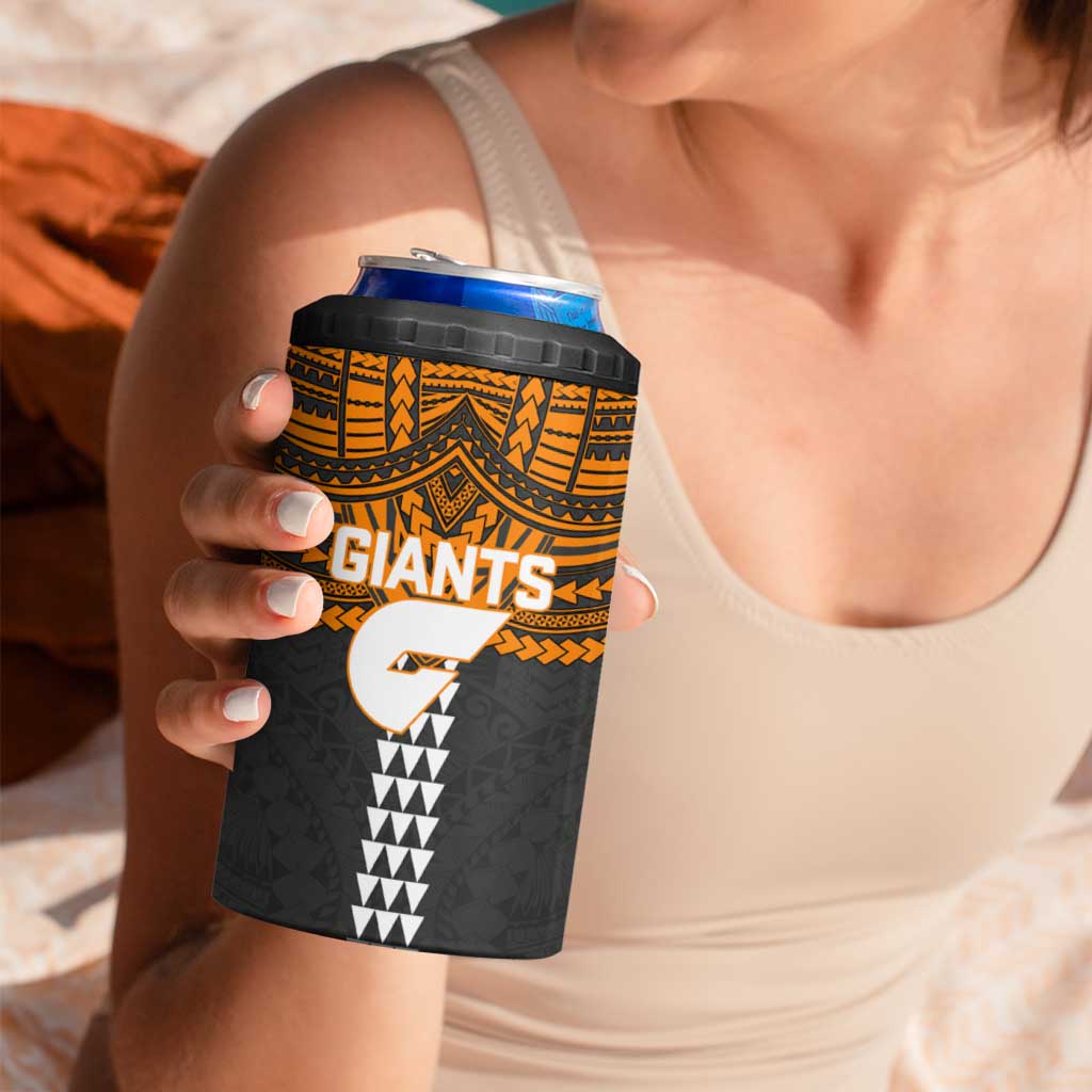Personalized GWS Giants 4 in 1 Can Cooler Tumbler Polynesian Tribal Pattern Heritage Football
