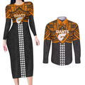 Personalized GWS Giants Couples Matching Long Sleeve Bodycon Dress and Long Sleeve Button Shirt Polynesian Tribal Pattern Heritage Football