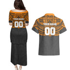 Personalized GWS Giants Couples Matching Puletasi and Hawaiian Shirt Polynesian Tribal Pattern Heritage Football