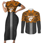 Personalized GWS Giants Couples Matching Short Sleeve Bodycon Dress and Long Sleeve Button Shirt Polynesian Tribal Pattern Heritage Football