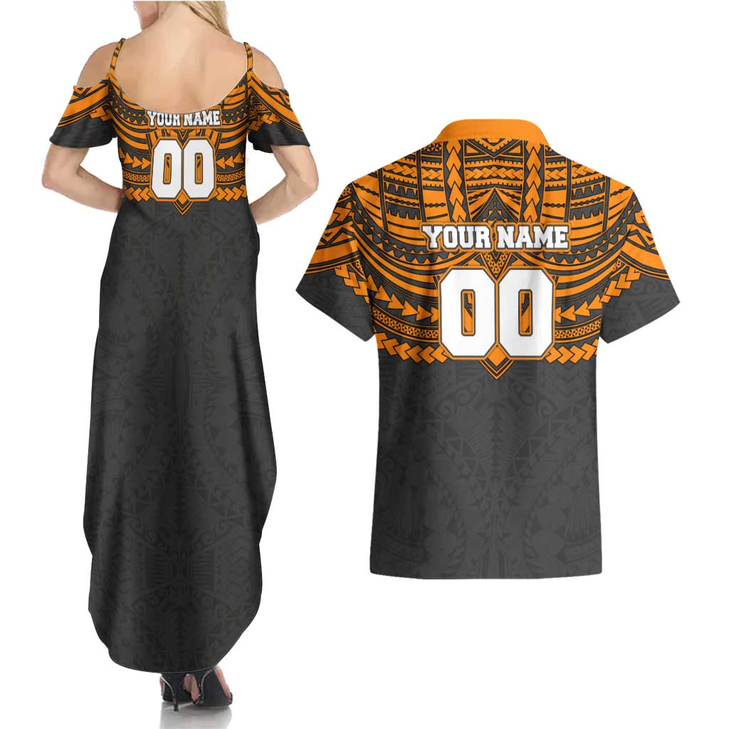 Personalized GWS Giants Couples Matching Summer Maxi Dress and Hawaiian Shirt Polynesian Tribal Pattern Heritage Football