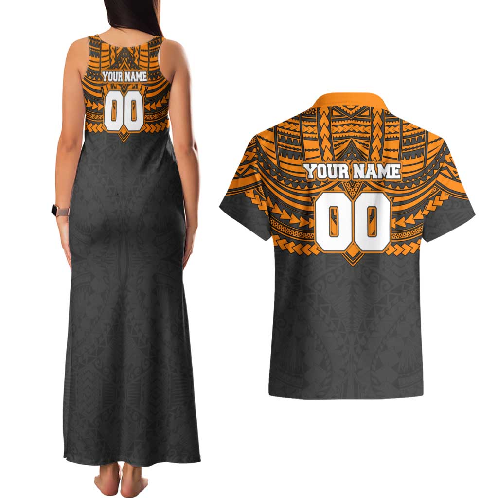 Personalized GWS Giants Couples Matching Tank Maxi Dress and Hawaiian Shirt Polynesian Tribal Pattern Heritage Football