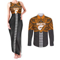 Personalized GWS Giants Couples Matching Tank Maxi Dress and Long Sleeve Button Shirt Polynesian Tribal Pattern Heritage Football