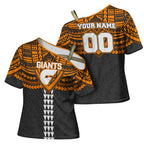 Personalized GWS Giants Cross Shoulder Shirt Polynesian Tribal Pattern Heritage Football