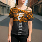 Personalized GWS Giants Cross Shoulder Shirt Polynesian Tribal Pattern Heritage Football