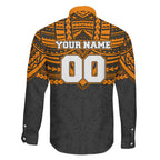 Personalized GWS Giants Family Matching Off The Shoulder Long Sleeve Dress and Hawaiian Shirt Polynesian Tribal Pattern Heritage Football