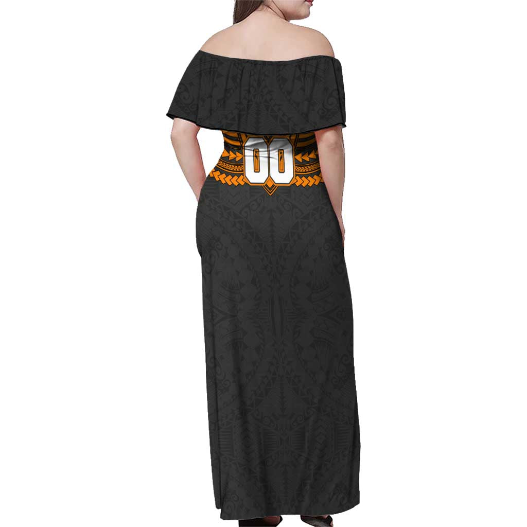 Personalized GWS Giants Family Matching Off Shoulder Maxi Dress and Hawaiian Shirt Polynesian Tribal Pattern Heritage Football