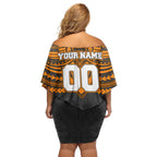 Personalized GWS Giants Family Matching Off Shoulder Short Dress and Hawaiian Shirt Polynesian Tribal Pattern Heritage Football