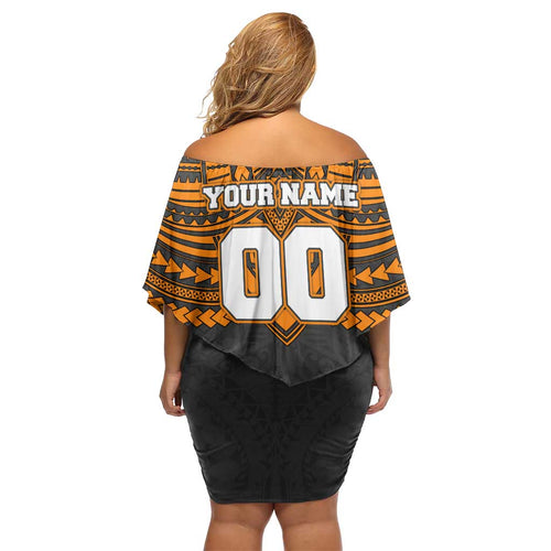 Personalized GWS Giants Family Matching Off Shoulder Short Dress and Hawaiian Shirt Polynesian Tribal Pattern Heritage Football