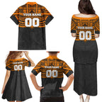 Personalized GWS Giants Family Matching Puletasi and Hawaiian Shirt Polynesian Tribal Pattern Heritage Football