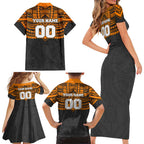 Personalized GWS Giants Family Matching Short Sleeve Bodycon Dress and Hawaiian Shirt Polynesian Tribal Pattern Heritage Football
