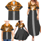 Personalized GWS Giants Family Matching Summer Maxi Dress and Hawaiian Shirt Polynesian Tribal Pattern Heritage Football