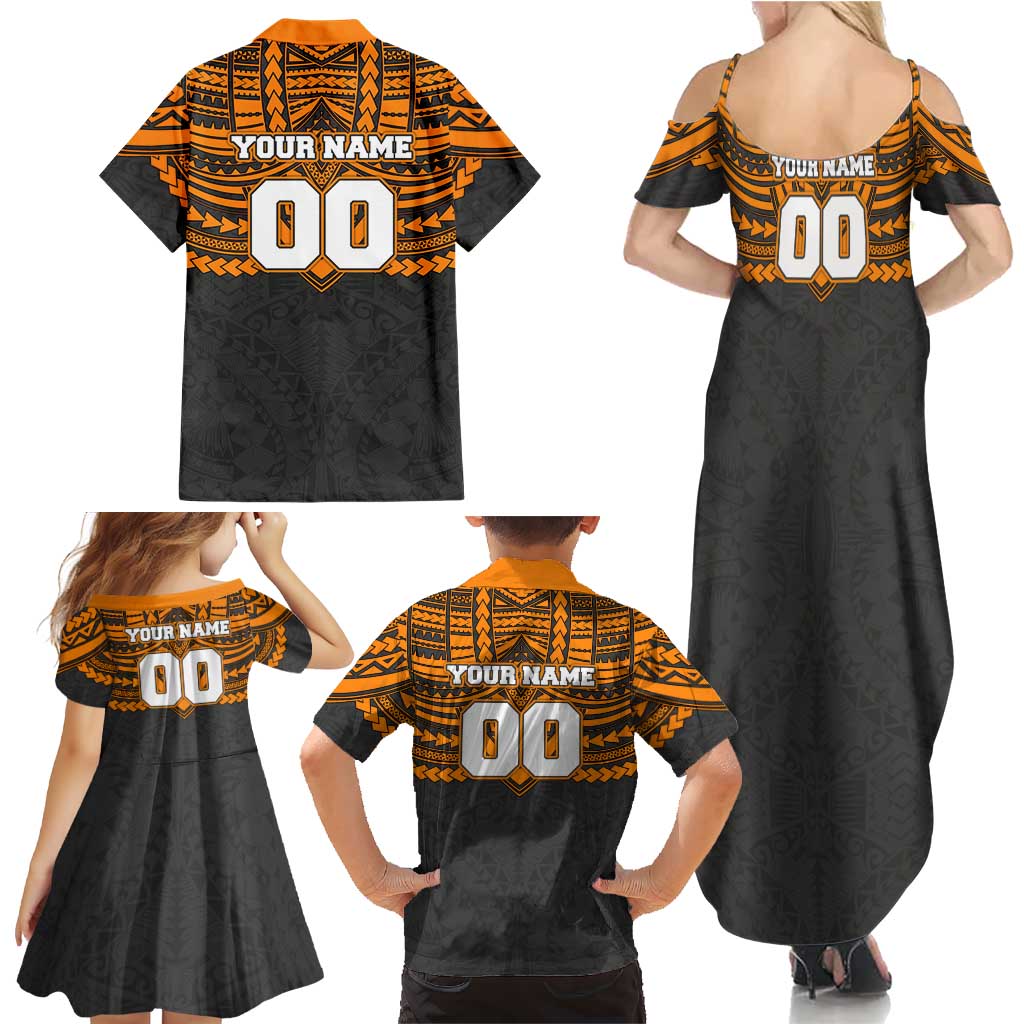 Personalized GWS Giants Family Matching Summer Maxi Dress and Hawaiian Shirt Polynesian Tribal Pattern Heritage Football