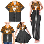Personalized GWS Giants Family Matching Tank Maxi Dress and Hawaiian Shirt Polynesian Tribal Pattern Heritage Football