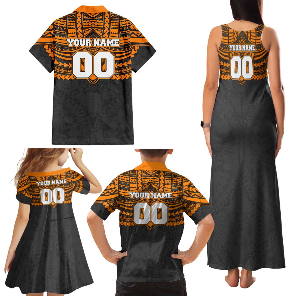 Personalized GWS Giants Family Matching Tank Maxi Dress and Hawaiian Shirt Polynesian Tribal Pattern Heritage Football