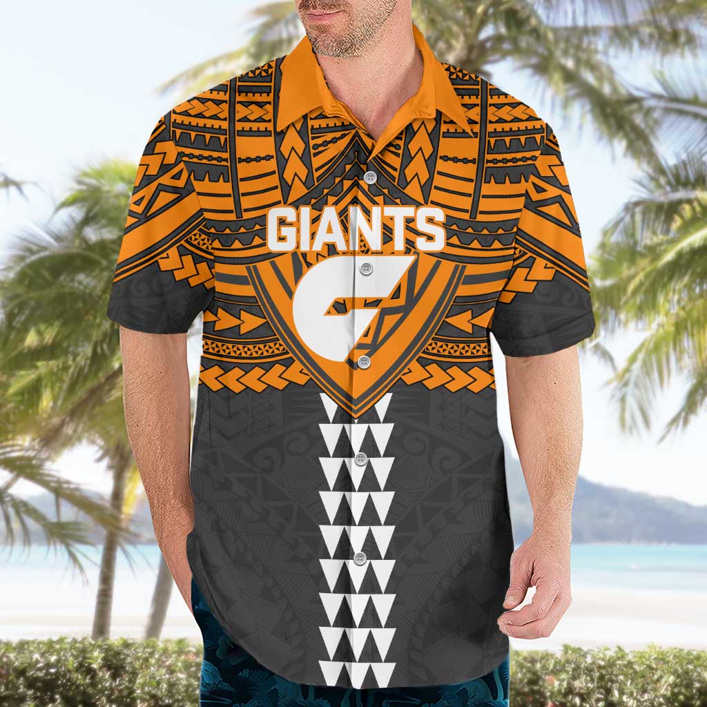 Personalized GWS Giants Hawaiian Shirt Polynesian Tribal Pattern Heritage Football