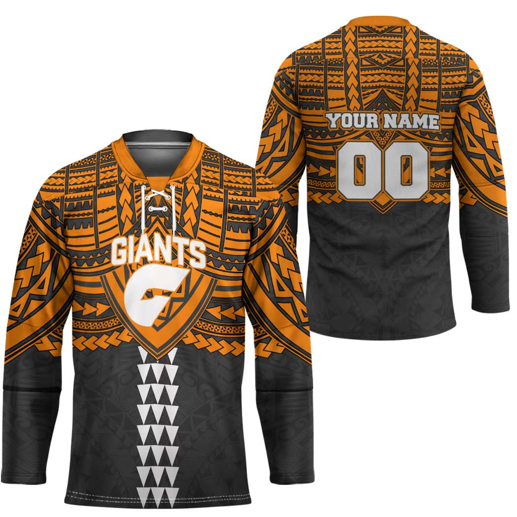 Personalized GWS Giants Hockey Jersey Polynesian Tribal Pattern Heritage Football