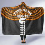 Personalized GWS Giants Hooded Blanket Polynesian Tribal Pattern Heritage Football