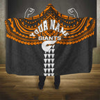 Personalized GWS Giants Hooded Blanket Polynesian Tribal Pattern Heritage Football