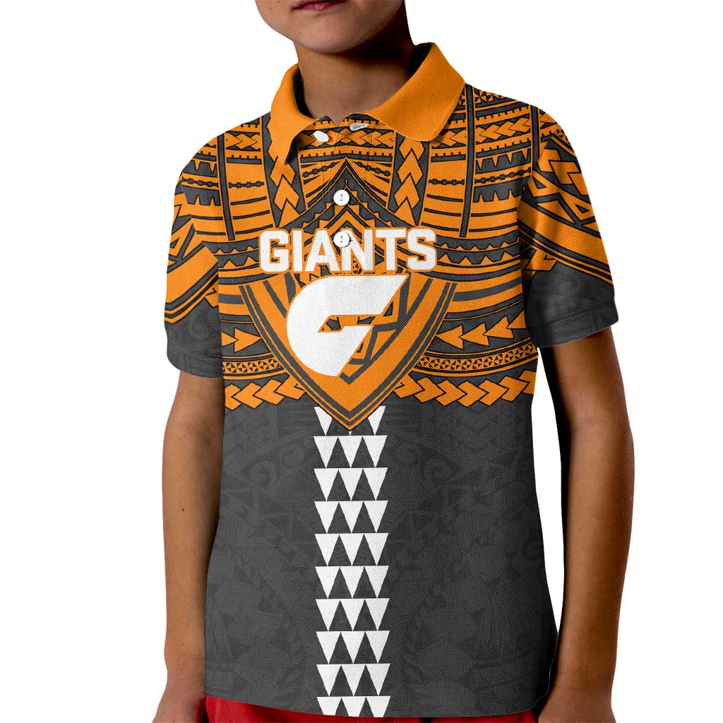 Personalized GWS Giants Kid Polo Shirt Polynesian Tribal Pattern Heritage Football