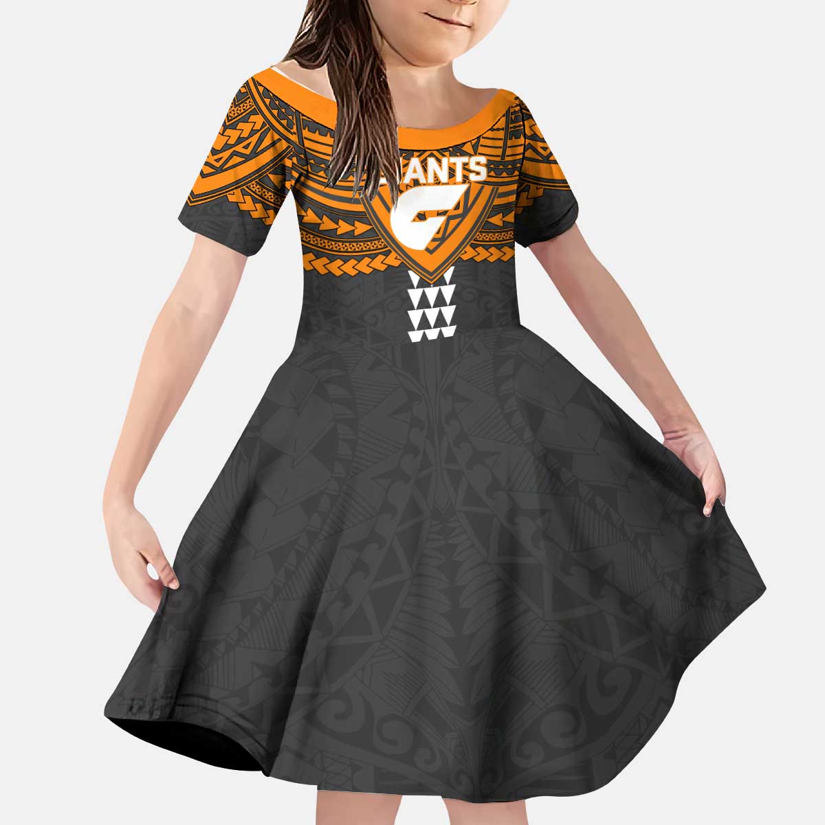Personalized GWS Giants Kid Short Sleeve Dress Polynesian Tribal Pattern Heritage Football