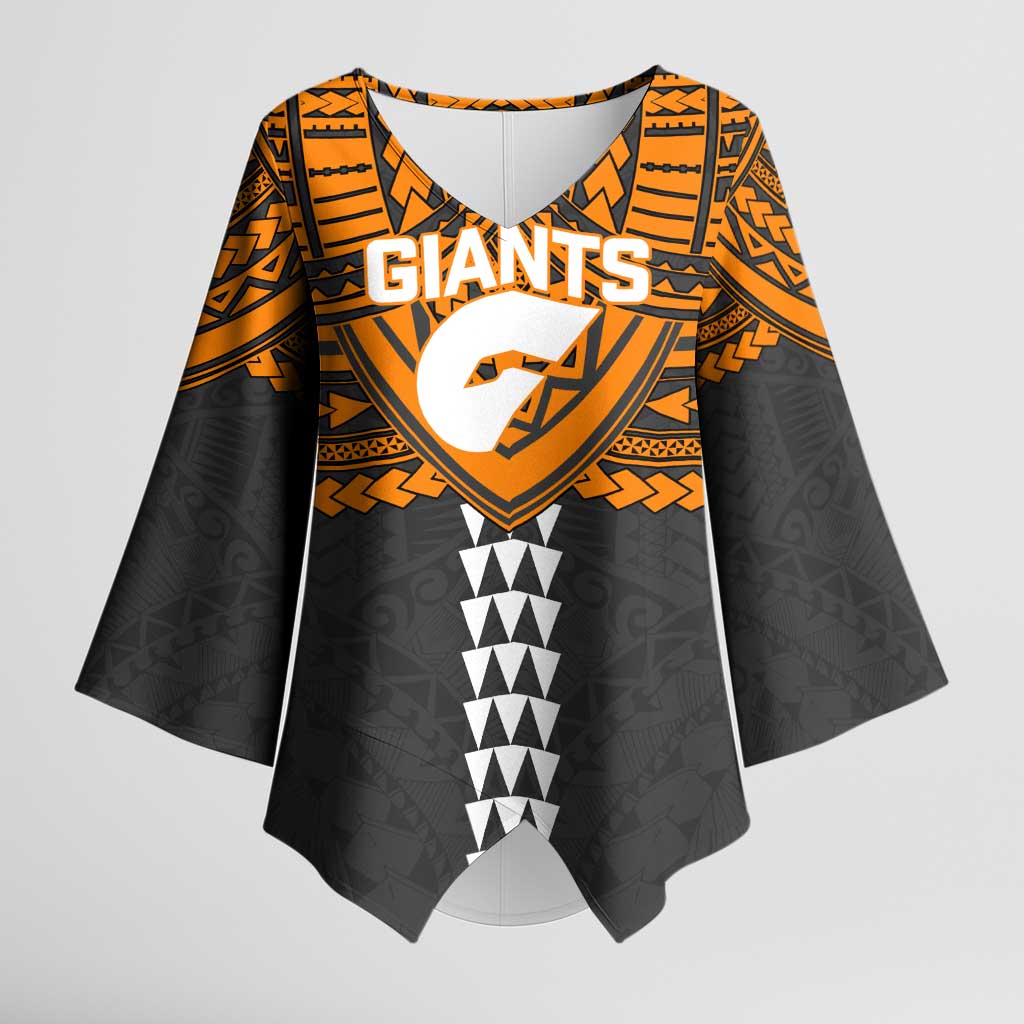 Personalized GWS Giants Kimono Sleeve Blouse Polynesian Tribal Pattern Heritage Football