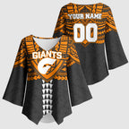 Personalized GWS Giants Kimono Sleeve Blouse Polynesian Tribal Pattern Heritage Football